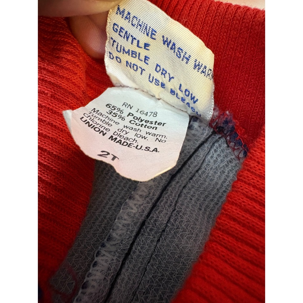 Vintage Chandler Downhill Racer Kids Snowsuit Blue Red Quilted Ski Suit Set 2T - Picture 5 of 5
